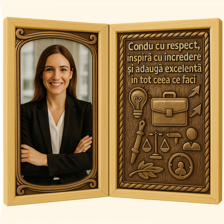 Carti Pe Lemn - Tablou Personalizat din Lemn Tip Carte pentru Șefă