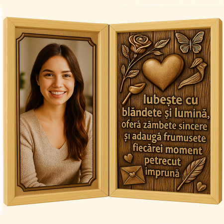 Carti Pe Lemn - Tablou Personalizat din Lemn Tip Carte pentru Iubită