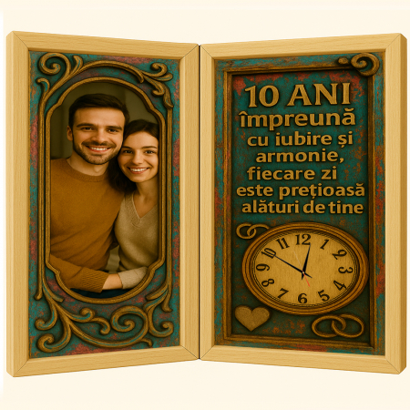 Carti Pe Lemn Vintage Cu Ceas - Tablou Personalizat Cadou Aniversare Casnicie-Ceas Functional