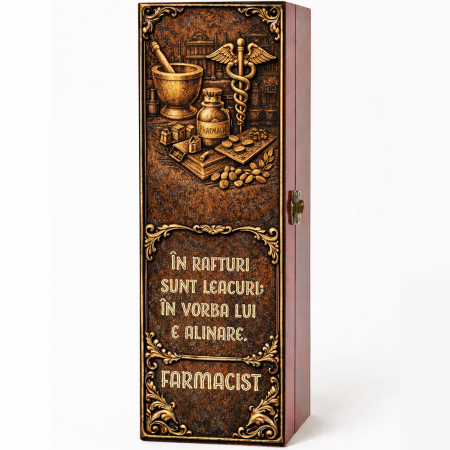 Cutii Vin Mahon - Cutie cadou cu vin personalizat pentru farmacist