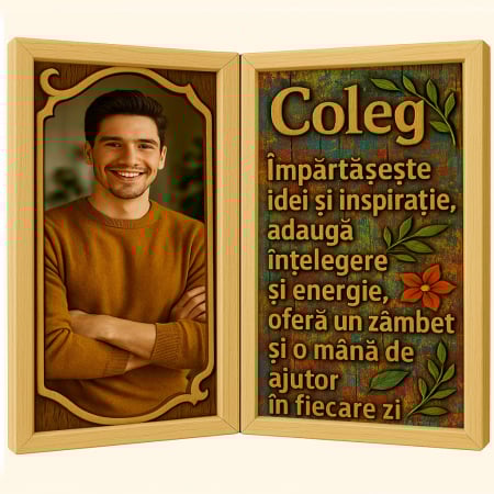 Carti Pe Lemn Vintage - Tablou Personalizat Cadou Coleg