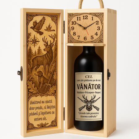 Cutii Vin de Lux - Cutie vin din lemn – cadou de lux pentru vânător