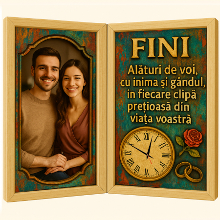 Carti Pe Lemn Vintage Cu Ceas - Tablou Personalizat Cadou Fini-Ceas Functional