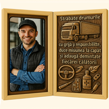Carti Pe Lemn - Tablou Personalizat din Lemn Tip Carte pentru Șofer de TIR