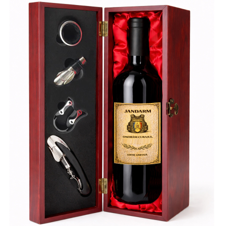Cutie cadou cu vin personalizat pentru jandarm [1]