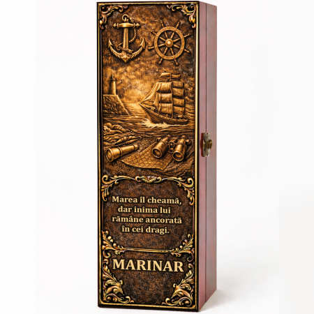 Cutii Vin Mahon - Cutie cadou cu vin personalizat pentru marinar