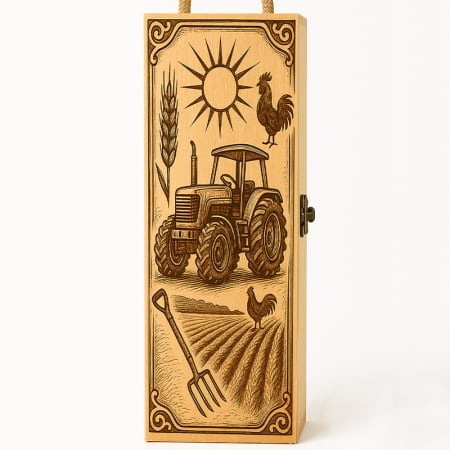 Cutie vin din lemn – cadou de lux pentru tractorist [1]