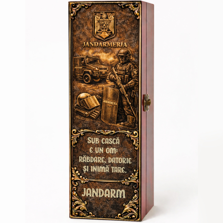 Cutii Vin Mahon - Cutie cadou cu vin personalizat pentru jandarm