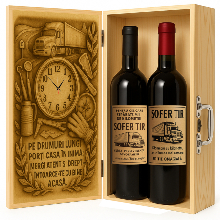 Cutii Vin de Lux - Cutie vin din lemn – cadou de lux pentru șofer TIR