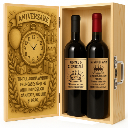 Cutii Vin de Lux - Cutie vin din lemn – cadou de lux pentru aniversare