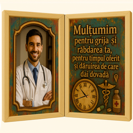 Carti Pe Lemn Vintage Cu Ceas - Tablou Personalizat Cadou Doctor-Ceas Functional