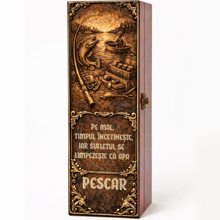 Cutii Vin Mahon - Cutie cadou cu vin personalizat pentru pescar