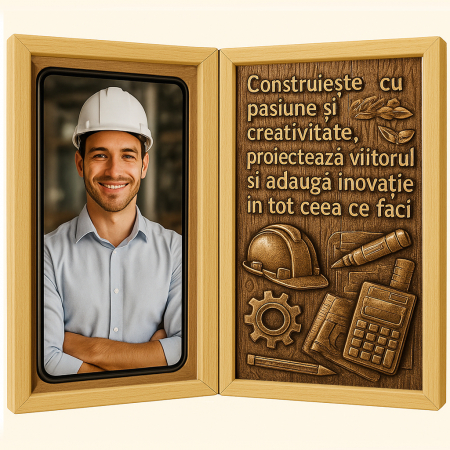 Carti Pe Lemn - Tablou Personalizat din Lemn Tip Carte pentru Inginer