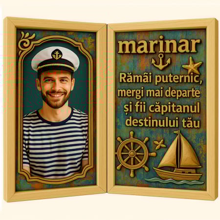 Carti Pe Lemn Vintage - Tablou Personalizat Cadou Marinar