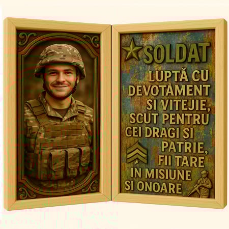 Carti Pe Lemn Vintage - Tablou Personalizat Cadou Soldat