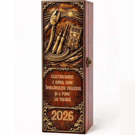 Cutii Vin Mahon - Cutie cadou cu vin personalizat pentru electrician