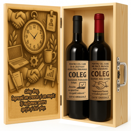 Cutii Vin de Lux - Cutie vin din lemn – cadou de lux pentru coleg