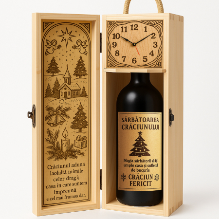 Cutii Vin de Lux - Cutie vin din lemn – cadou de lux pentru Crăciun
