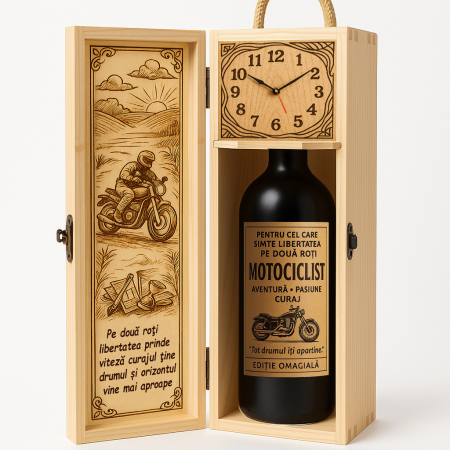 Cutii Vin de Lux - Cutie vin din lemn – cadou de lux pentru motociclist