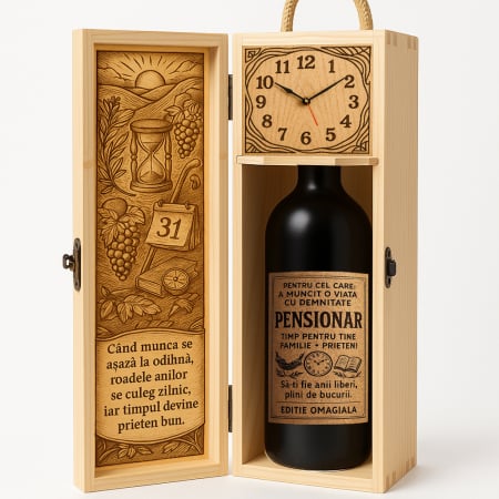 Cutii Vin de Lux - Cutie vin din lemn – cadou de lux pentru pensionare