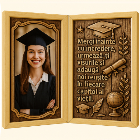 Cadre Didactice - Tablou Personalizat din Lemn Tip Carte pentru Absolvire
