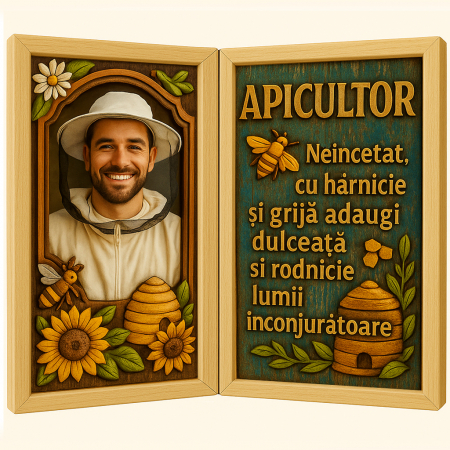 Carti Pe Lemn Vintage - Tablou Personalizat Cadou Apicultor
