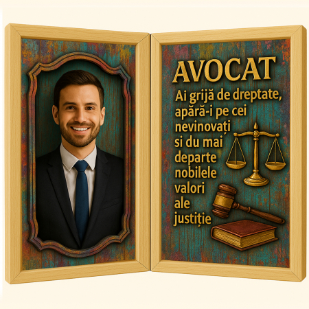 Carti Pe Lemn Vintage - Tablou Personalizat Cadou Avocat