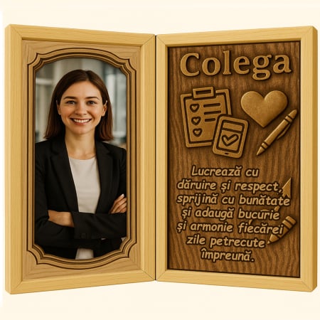 Carti Pe Lemn - Tablou Personalizat din Lemn Tip Carte pentru Colegă