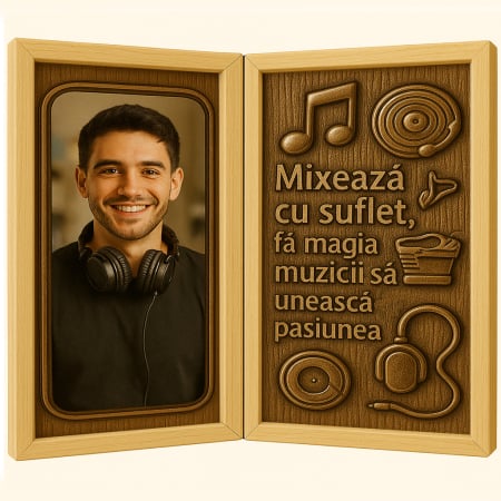 Carti Pe Lemn - Tablou Personalizat din Lemn Tip Carte pentru DJ