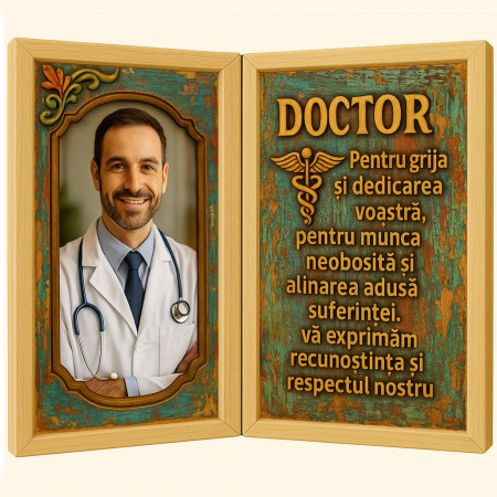 Carti Pe Lemn Vintage - Tablou Personalizat Cadou Doctor