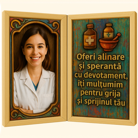 Carti Pe Lemn Vintage - Tablou Personalizat Cadou Farmacist