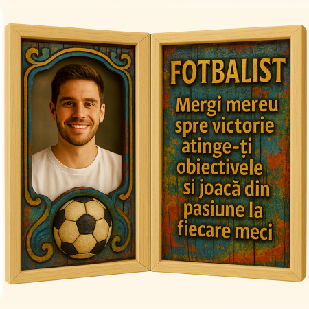 Carti Pe Lemn Vintage - Tablou Personalizat Cadou Fotbalist