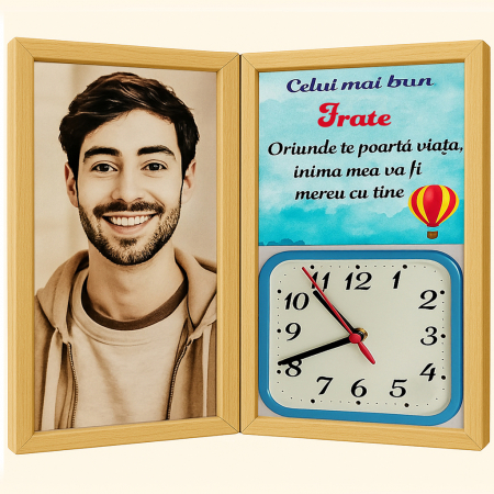 Carti Pe Lemn Color - Tablou Personalizat Cadou Frate-Pe Lemn +Ceas Tip Carte
