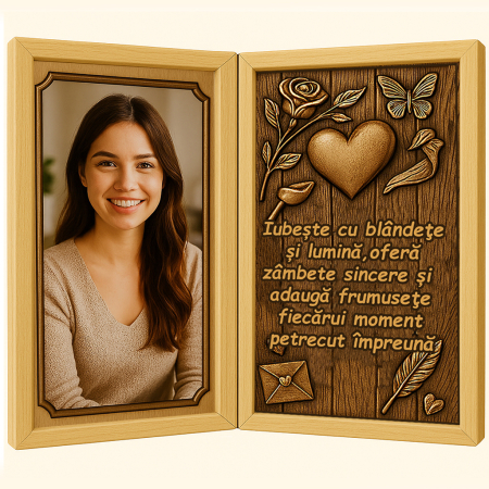 Carti Pe Lemn - Tablou Personalizat din Lemn Tip Carte pentru Iubită