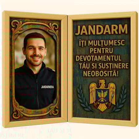 Carti Pe Lemn Vintage - Tablou Personalizat Cadou Jandarm