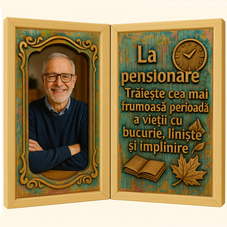 Carti Pe Lemn Vintage - Tablou Personalizat Cadou Pensionare