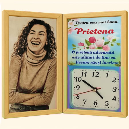 Carti Pe Lemn Color - Tablou Personalizat Cadou Prietena-Pe Lemn +Ceas Tip Carte