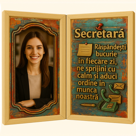 Carti Pe Lemn Vintage - Tablou Personalizat Cadou Secretara