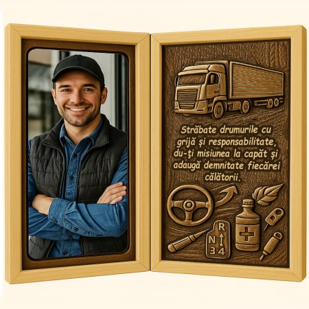 Carti Pe Lemn - Tablou Personalizat din Lemn Tip Carte pentru Șofer de TIR