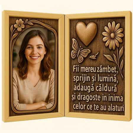 Carti Pe Lemn - Tablou Personalizat din Lemn Tip Carte pentru Soră