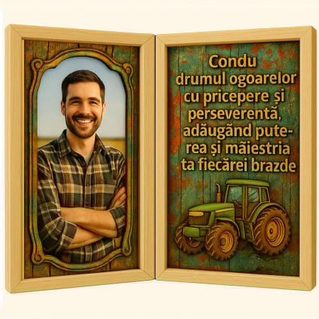 Carti Pe Lemn Vintage - Tablou Personalizat Cadou Tractorist