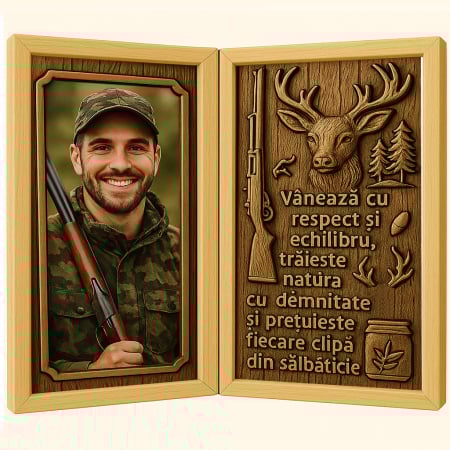 Carti Pe Lemn - Tablou Personalizat din Lemn Tip Carte pentru Vânător