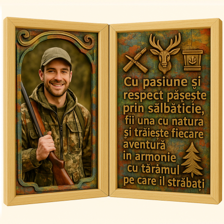 Carti Pe Lemn Vintage - Tablou Personalizat Cadou Vanator