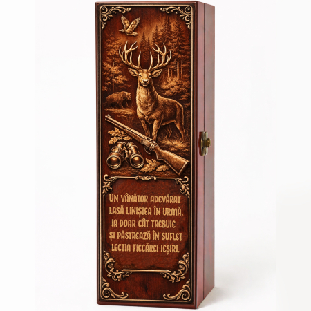 Cutii Vin Mahon - Cutie cadou cu vin personalizat pentru vânător