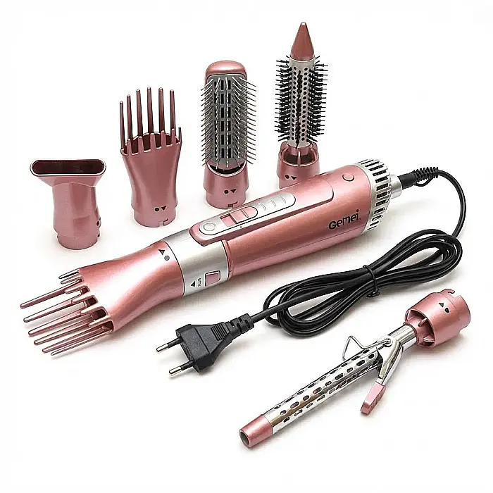 Uscător de Păr Profesional 7 în 1 Gemei GM-4831, 2200W – Display LED, 7 Accesorii Interschimbabile, Peri Retractabili, Cablu Rotativ 360° și Culoare Pink: Styling de Salon, Volum și Protecție Termică  [4]