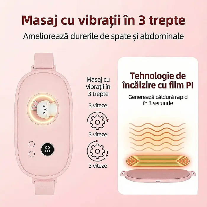 Centură Abdominală Portabilă cu Încălzire și Vibromasaj – 5 Niveluri de Temperatură, 5 Moduri de Masaj și Tehnologie Grafen: Alinare Rapidă pentru Dureri Menstruale și Abdominale [4]