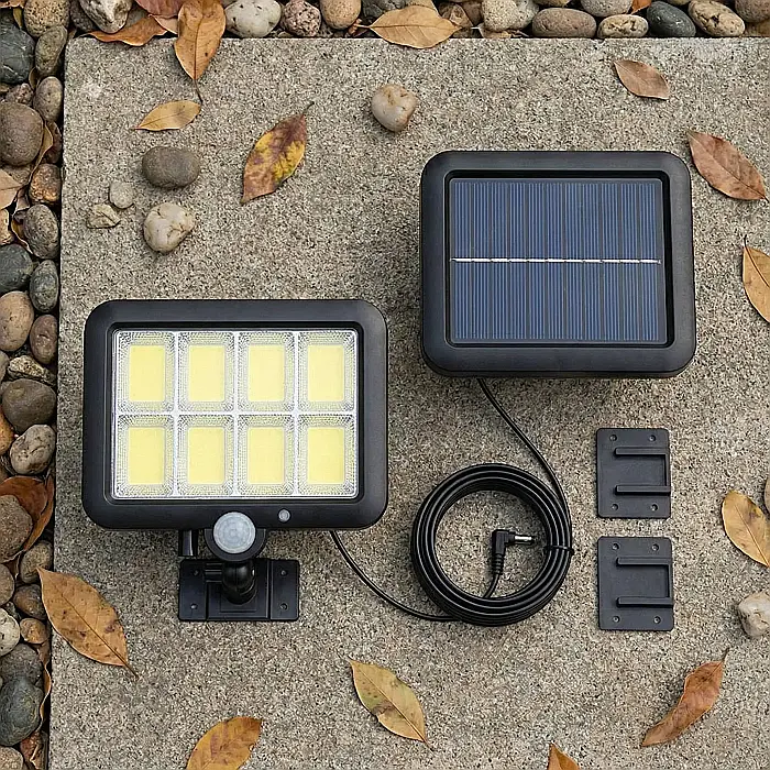 Lampă LED Solară de Exterior GL-8 COB – 260 LM, Senzor de Mișcare, Telecomandă și Panou Solar cu Cablu de 3 m: Securitate și Eficiență Energetică Inteligentă [4]