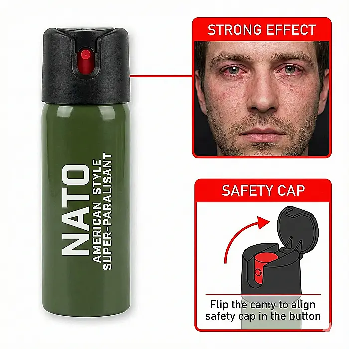 Spray Paralizant NATO MRG M896 Super Jet - 60 ml, Jet Puternic 2-3 m, Omologat și Legal, Carcasă Metalică Rezistentă: Protecție Maximă și Autoapărare Eficientă [4]
