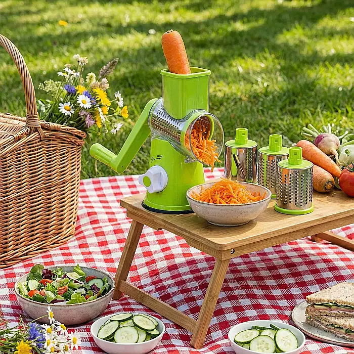 Răzătoare Manuală Tabletop Drum Grater: Feliere și Răzuire Instantanea 3-în-1 [3]