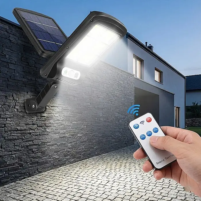 Lampă LED Solară Stradală 36W cu 120 LED-uri COB – Senzor de Mișcare și Lumină Crepusculară, Telecomandă, Flux Luminos 4400 lm și Acumulator 2200 mAh: Iluminat Eficient, Economic și Durabil pentru Ext [2]